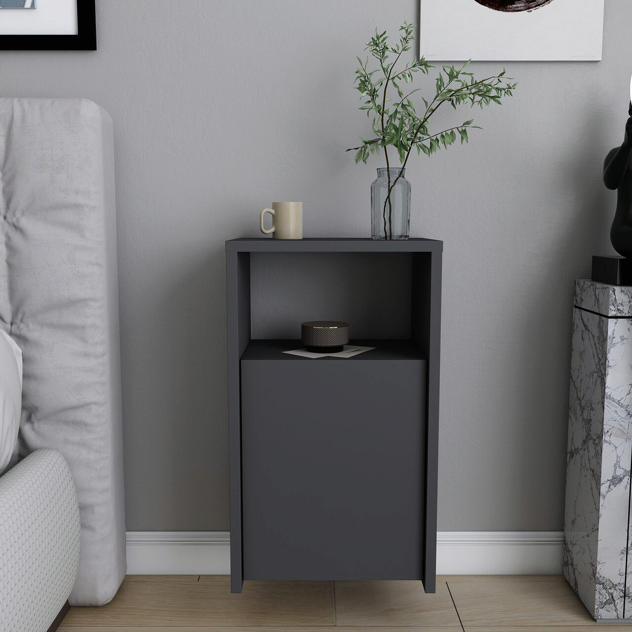 Noptiera, Hanah Home, Carlin, 36x25.3x61.4 cm, Antracit - imagine 7